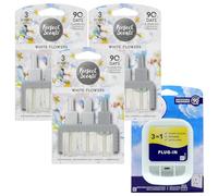 Perfect Scents 3volution Plug-In Air Freshener with 3x 20ml White Flowers Refills, 90 Days Odour Eliminator