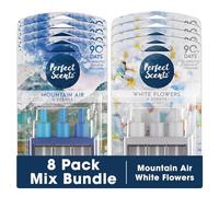 Perfect Scents 8 x 3 Scents Refill Air Freshener - Compatible with 3volution White flowers & Mountain Air + FabFinds Mug