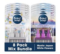 Perfect Scents 8 x 3 Scents Refill Air Freshener - Compatible with 3volution White flowers & Mystical Japan + FabFinds Mug