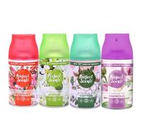 Perfect Scents Air Freshener Refills - Odour Eliminators - Home & Office Fragrances - Bouquet, Melon Splash, Cotton & Magnolia Muse 250ml - Box of 4
