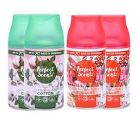 Perfect Scents Freshmatic Autospray Unit Air Freshener Refills - Odour Eliminators - Home & Office Fragrances - Mix of 2 Scents - Cotton & Bouquet 250ml - Box of 4