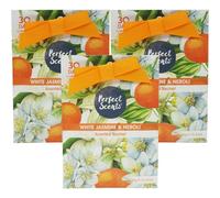 Perfect Scents Scented Sachets 3 Pack - 20g Each - 60g Total - 30 Day Odour Freshening - White Jasmine & Neroli