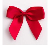 Perfect Tables Pack of 6 Satin Bows 5cm Wide Self-Adhesive Pre-Tied Ribbon Crafts (Ruby)