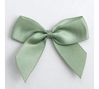 Perfect Tables Pack of 6 Satin Bows 5cm Wide Self-Adhesive Pre-Tied Ribbon Crafts (Sage Green)