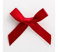 Perfect Tables Small 3cm Wide Mini Satin Ribbon Bows Pre-Tied Crafts (Pack of 10, Ruby)