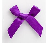 Perfect Tables Small 3cm Wide Mini Satin Ribbon Bows Pre-Tied Crafts (Pack of 20, Purple)