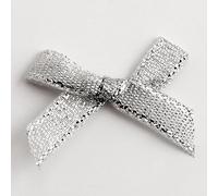 Perfect Tables Small 3cm Wide Mini Satin Ribbon Bows Pre-Tied Crafts (Pack of 30, Silver Metallic Lurex)