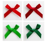 Perfect Tables Small 3cm Wide Mini Satin Ribbon Bows Pre-Tied Crafts (Pack of 30, Xmas Mix)