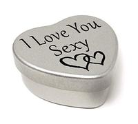 Perfect Way To Say I Love You. Beautiful Mini Silver Heart Tin With Sweets, Present to say I Love You. Tin size 45mm x 45mm x20mm. (I Love You Sexy)