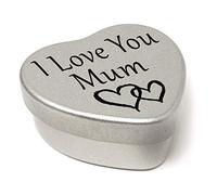 Perfect Way To Say I Love You. Beautiful Mini Silver Heart Tin With Sweets, Present to say I Love You. Tin size 45mm x 45mm x20mm. (I Love You Mum)