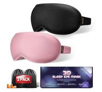 Perfect Weighted Sleep Mask for Falling Asleep Faster - 100% Blackout Eye Masks for Sleep - Zero Eye Pressure 3D Sleep Masks for Women Men, Airplane Travel Essentials, Memory Foam, Black Pink
