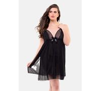 Perfect4U Women's Elin Lace & Mesh Double Layer Plus Size Nightwear in Black | Size: 26-28 Perfect4U Black 26-28