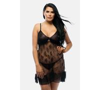 Perfect4U Women's Rhea Plus Size Black Lace Babydoll with Ruffle | Size: 18-20 Perfect4U Black 18-20
