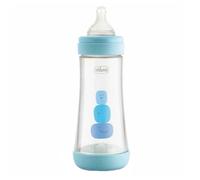 Chicco Perfect 5 Anti-Colic Bottles with Silicone Teat for Babies, 4 Months, Bio-Functional with Intuiflow System, Blue, 300 ml