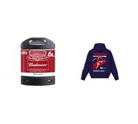PerfectDraft Budweiser Beer Keg for PerfectDraft Machine, 6L + Budweiser VINTAGE HOODIE Large Blue Bundle