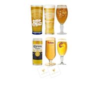 PerfectDraft Pint Glass Bundle | 1x Budweiser, Light Lager, Premium Belgian Lager, Unfiltered Lager, Corona, Mahou | Home Bar | Man Cave | Draft Beer Machine Compatible | Pints at Home | Gift for Him
