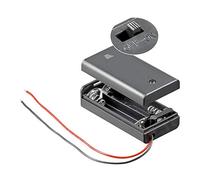 PerfectHD BHM-2 battery holder, 2 x AA mignon, with on-off switch, loose cable ends, closed housing, water-repellent, 1 piece, black