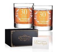 Perfectinsoy 30 Years Happy Anniversary Whiskey Glass Gift Set, 30th Anniversary Wedding Gift For Mom, Dad, Grandparents, Soulmate, Couple, 30 Years Gifts, Happy 30th Anniversary Birthday