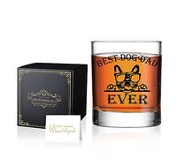 Perfectinsoy Dog Dad Ever Whiskey Glass with Gift Box, Cute French Bulldog Themed, Dog Lover Gifts for Him, Dog Dads, Dad, Grandpa, Uncle, Brothers, Husband, Whiskey Glass Gift for Dog Lovers …