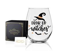 Perfectinsoy Funny Drink up Witches Wine Glass, HalloweenFunny Wine Glass, Halloween Funny Gift for Him, Her, Mom, Wife, Boss, Sister