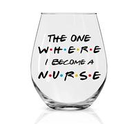 Perfectinsoy Funny Nurse Wine Glass - The One Where I Become A Nurse - RN Presents - Birthday Christmas Thank You Gifts for Women Doctor Medical Work Colleague Boss Friend - RN Graduation Gifts