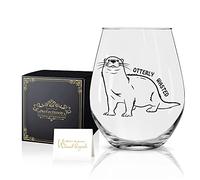 Perfectinsoy Otterly Wasted Cute Stemless Wine Glass with Gift Box, Otter Wine Glass, Gift For Otter Lover, otter-themed gifts
