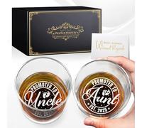 Perfectinsoy Promoted To Aunt Uncle Funny Whiskey Glasses with Gift Box, Personalized Bottom Printed Whiskey Glasses, Pregnancy Announcement Gifts for Brothers Sisters - Gifts for New Uncles New Aunts
