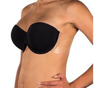 Perfection Secrets Winged Bra - Backless Strapless Invisible Adhesive Wings A to E Cup (E, Black)