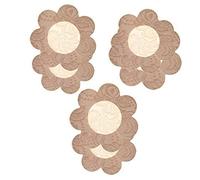 Perfection Skin Tone Ladies Fabric Flower Shaped Adhesive Disposable Invisible Nipple Covers (Light Nude, 6 Pairs)