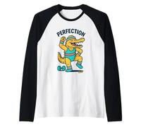 Perfection Workout Crocodile Funny Fitness Art Raglan Baseball Tee