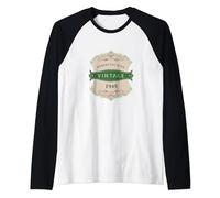 perfectly aged vintage 1945 wine bottle label for men, women Raglan Baseball Tee