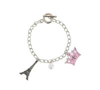 Perfectly Paris Charm Bracelet with Eiffel Tower and Princess Queen Charms