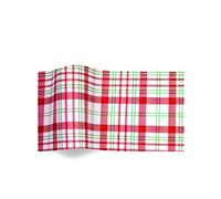 Perfectly Plaid Red White Tartan ChristmasTissue suttons Printed Patterned Tissue Wrapping Paper Luxury 5 Sheets
