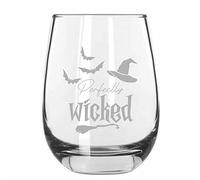 Perfectly Wicked Happy Halloween Etched 15.25oz Stemless Wine Glass