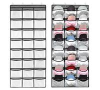 PerfectMart Large Hat Rack Hat Organizer for Baseball Caps 9.85 * 7.5" Hat Storage Hanging Over The Door for Wall Closet to Protect Cap Hat Holder Hanger with 24 Deep Clear Pockets 3 Hooks(Black)