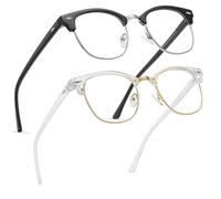 Perfectmiaoxuan 2 Pack Blue Light Blocking Glasses - Retro Round Frame | Anti Fatigue & HD Non-Prescription Lenses for Computer Gaming, Office, and Screen Use | Unisex for Women & Men