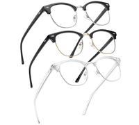 Perfectmiaoxuan 3 Pack Blue Light Blocking Glasses - Retro Round Frame | Anti Fatigue & HD Non-Prescription Lenses for Computer Gaming, Office, and Screen Use | Unisex for Women & Men