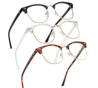 Perfectmiaoxuan 3 Pack Blue Light Blocking Glasses - Retro Round Frame | Anti Fatigue & HD Non-Prescription Lenses for Computer Gaming, Office, and Screen Use | Unisex for Women & Men