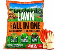PERFECTONISH Aftercut All In One Autumn Lawn Feed & Moss Killer 350m² with Gloves | Autumn Lawn Fertiliser for Grass Growth, Moss Control & Greener Lawn Care