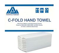 Perfectonish C Fold Soft Hand Paper Towel 2-Ply in Packs of 200, 600, 1000, 2000 & 2400 Sheets Dispenser Friendly White Disposable Hand Towel (200 Sheets)