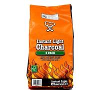 Perfectonish | Instant Light Lumpwood Charcoal Bags - 6 x 1kg | Easy-to-Light BBQ Charcoal | Instant Lighting Coals for Barbecue, Grill & Fire Pit | Mess-Free, No Firelighters Needed