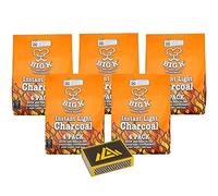 Perfectonish Restaurant Grade Charcoal for BBQ - 4 x1kg Instant Easy to Light Charcoal BBQ Bags for Grilling Portable Lumpwood Coal for Barbecue With Safet Match Box (Pack of 2)