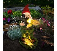 PERFECTOP Solar Military Garden Gnome Statue with RPG, Large War Army Combat Defender Soldier Patriotic Gnome Figurine with Gun, Outdoor Patio Yard Lawn Home Ornament Decor, Valentine's Day Men Gift