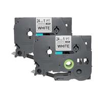 PerfectPrint Compatible Black on White Label Tape For Brother PT-2420PC PT-2430PC PT-2450DX PT-2460 PT-2470 PT-2480 PT-2700VP PT-2730VP PT-3600 PT-550 PT-7500 TZ251 1" (24mm) (Black on White, 2-Pack)