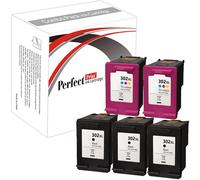 PerfectPrint Compatible Ink Cartridge for HP Deskjet 1110 2130 AIO 2132 AIO 2134 AIO 3630 AIO 3632 AIO 3634 AIO 3636 AIO 3638 AIO Envy 4511 AIO 4512 AIO 4516 AIO 302XL (Black/Tri-Colour, 5-Pack)