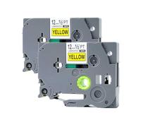 PerfectPrint Compatible Label Tape Replacement for Brother PT-1010 1090 1230PC 1280 1750 1830VP 18R 1950 2030VP 2100 2430PC 2450DX 2500PC 2700VP 2730VP TZ631 1/2" (12mm) (Black on Yellow, 2-Pack)