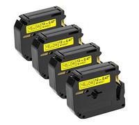 PerfectPrint Compatible Label Tape Replacement For Brother PT-55BM PT-55S PT-65 PT-65SB PT-65SCCP PT-65SL PT-65VP PT-70 PT-70BBVP PT-70BM PT-70BMH PT-70HK M-K631 1/2" (12mm) (Black on Yellow, 4-Pack)