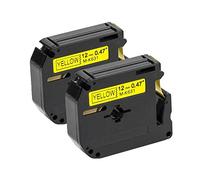 PerfectPrint Compatible Label Tape Replacement For Brother PT-55BM PT-55S PT-65 PT-65SB PT-65SCCP PT-65SL PT-65VP PT-70 PT-70BBVP PT-70BM PT-70BMH PT-70HK M-K631 1/2" (12mm) (Black on Yellow, 2-Pack)