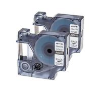 PerfectPrint Compatible Label Tape Replacement for Dymo LabelManager 100, 120P, 150, 160, 200, 210D, 220P, 260P, 280, Wireless PnP, MobileLabeler D1 45010 1/2" (12mm) (Black on Clear, 2-Pack)