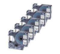 PerfectPrint Compatible Label Tape Replacement for Dymo LabelManager 100, 120P, 150, 160, 200, 210D, 220P, 260P, 280, Wireless PnP, MobileLabeler D1 45010 1/2" (12mm) (Black on Clear, 5-Pack)